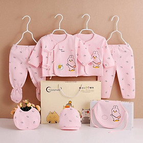 SET QUÀ TẶNG QUẦN ÁO SƠ SINH HOẠ TIẾT HOẠT HÌNH CÓ HỘP ĐỰNG SANG CHẢNH