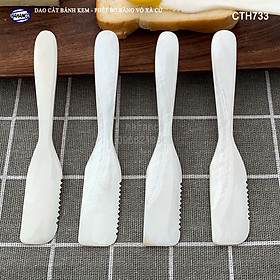 Dao cắt bánh kem - Phết bơ bằng vỏ xà cừ trắng - decor/ trang trí - CTH733