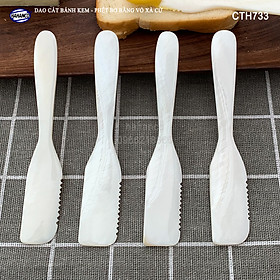Mua Dao cắt bánh kem - Phết bơ bằng vỏ xà cừ trắng - decor/ trang trí - CTH733