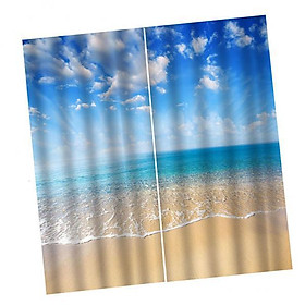 2-3pack Digital Printed 3D Curtain Living Room Bedroom Drapes 2 Panel Seabeach
