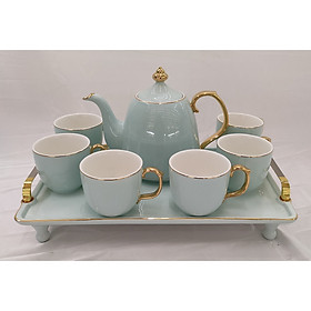 Mua Bộ ấm chén ấm bầu kèm khay chất liệu sứ cao cấp