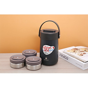 Bộ hộp đựng cơm giữ nhiệt 3 ngăn inox 304 Elmich EL3129 dung tích 1500ml kèm túi xách, xuất xứ Cộng hòa Séc - Hàng chính hãng