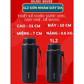 Mua Bình giữ nhiệt 1500ml HiLOGI inox 304  bình nước nắp inox và dây xách bằng da  sơn nhám chống trầy  giữ lạnh 24 giờ