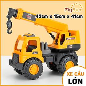 Bộ xe công trình đồ chơi cho bé mô hình xe ô tô cần cẩu máy xúc múc xe ben cở cát xe bồn trộn bê tông đồ chơi