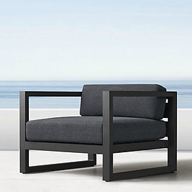 Sofa Đơn Nệm Nỉ Khung Sắt Màu Đen Cá Tính Sang Trọng - Ghế Sofa Phòng Khách Ngồi Coffee Nghỉ Ngơi Thư Giãn