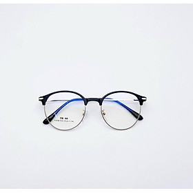 Kính Giả Cận, Gọng Kính Cận Nam Nữ Dáng Tròn Nửa Viền Gọng Kim Loại Mảnh Không Độ