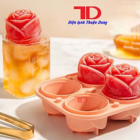 Mua Khay làm đá silicon hoa hồng - Khuôn hoa hồng - Khuôn làm kem làm đá 4 ô hình hoa hồng lớn trang trí đồ uống decor siêu đỉnh - Điện Lạnh Thuận Dung
