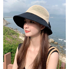 Nón nữ đi biển đẹp mũ rộng vành chống nắng UV cho nữ chất liệu cói vải gấp gọn dona2203204