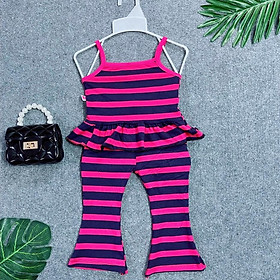 Bộ Quần Áo Bé Gái Áo Dây Vạt Bèo Quần Ống Loe Hàng Thiết Kế Nhã Uyên Kids Mã BK049