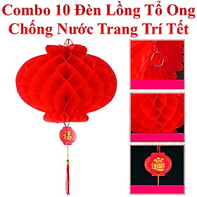 Mua Combo 10 Đèn Lồng Tổ Ong Chống Nước Trang Trí Tết Chữ Phúc May Mắn 14cm