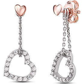 Bông tai bạc đính đá PNJSilver Friendzone Breaker hình trái tim XM00H000013-BO