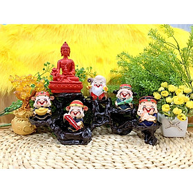 Mua Tượng Phật Thích Ca cùng Ngũ Phúc Lộc Thọ Thần Tài Tọa Đế 6 Chân ( Hình Thật )