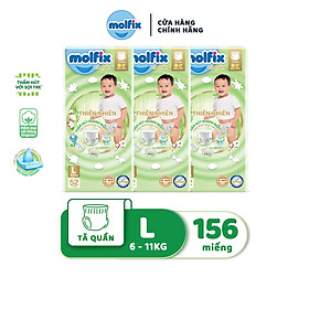 Combo 3 Tã/bỉm quần Molfix Thiên nhiên Super Jumbo M60/L52/XL42/XXL38