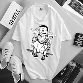 Áo phông in hình Nobita - Áo Anime cộc tay trắng đen siêu ngầu