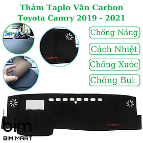 Thảm da Taplo Toyota Camry 2019 - 2021 vân Carbon cao cấp (có HUD)