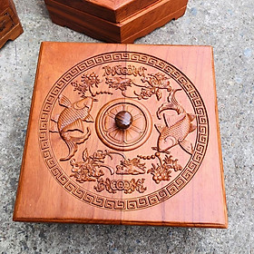 Mua Khay đựng bánh kẹo ngày Tết bằng gỗ Hương - Hộp đựng mứt nắp kính hoa sen