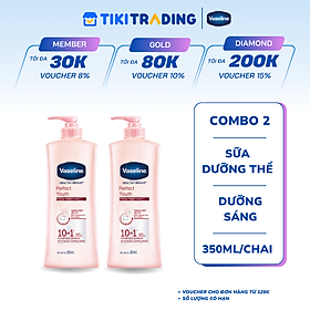 Combo 2 Sữa dưỡng thể với thành phần ngừa lão hóa dưỡng sáng VASELINE Healthy Bright Perfect Youth 350ML/chai