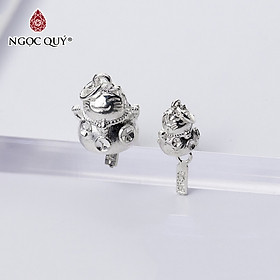 Charm bạc trắng hình mèo thần tài treo - Ngọc Quý Gemstones