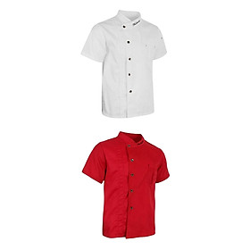 2x Chef Coat Short Sleeve  Restaurant Bakery Durable Uniform
