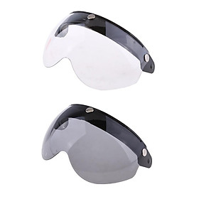 Motorcycle Helmets 3/4 Face 3 Snap Flip Up Visor with Lens Clear+Grey