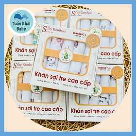 Khăn Sữa Sợi Tre Lụa Cao Cấp CUNCON | Khăn 4 Lớp Kháng Khuẩn - mềm mại, Không xù - thấm hút tốt | Kích thước 27x27 cm