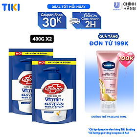 Combo 2 Nước rửa tay Lifebuoy sữa dưỡng ẩm túi 400g