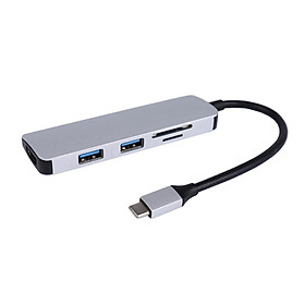 5-in-1 USB C Hub with 2x USB3.0 &4K Output& Card Reader Port for