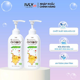 Combo 2 nước rửa bình sữa dạng gel IVLY NATURE hữu cơ an toàn cho bé dung