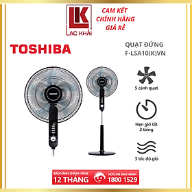 Quạt đứng Toshiba F-LSA10(K)VN, Màu đen, 50W- 5 cánh - Hẹn giờ tắt - Góc đảo gió 85 độ - Hàng chính hãng, bảo hành 12 tháng