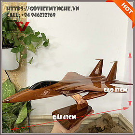 Mô hình máy bay gỗ máy bay chiến đấu cơ của Mỹ F15 Eagle - thủ công mỹ nghệ trang trí - Dài 43cm - Gỗ tự nhiên