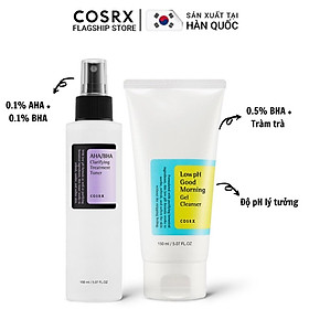 Combo Gel Rửa Mặt Low pH Tràm Trà + Nước Hoa Hồng Tẩy Tế Bào Chết Hoá Học COSRX AHA/BHA Toner 150ml