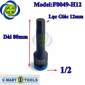 Mua Đầu tuýp đen lục giác 12mm C-Mart F0049-H12 loại 1/2 inch