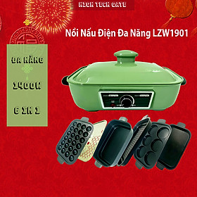 Mua Nồi điện đa năng 5 trong 1 Suncojia LZW-1901  ăn lẩu  nướng  chiên  xào  rán  hấp  làm bánh  viên thịt  hàng chính hãng