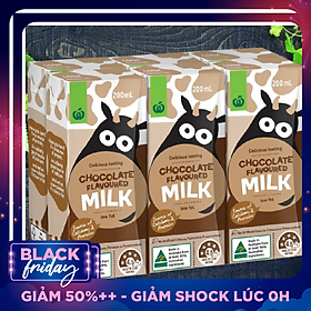 Sữa Tươi Nguyên Kem Vị Socola Woolworths Chocolate Flavoured Milk Ngọt Thơm Dễ Uống Cung Cấp Đầy Đủ Năng Lượng, Canxi Và Vitamin Cải Thiện Tình Trạng Trẻ Biếng Ăn Xuất Xứ Úc Thùng 24 hộp x 200ml