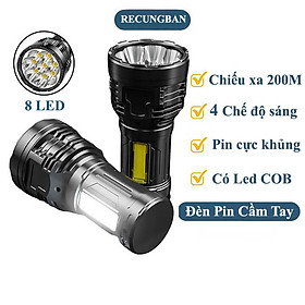 Mua Đèn Pin Cầm Tay Mini Siêu Sáng Chiếu Xa 500m  4 Chế Độ  Chống Thấm Nước  8 Bóng Đèn LED Có COB Đèn Cạnh