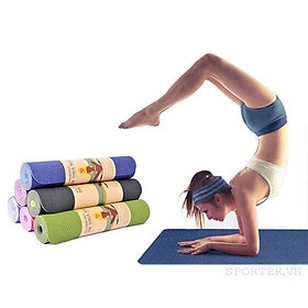 Thảm tập Yoga, Gym 8mm 2 Lớp cao cấp không mùi + Túi Đựng Thảm, thảm đúc liền dày 8mm màu ngẫu nhiên - Hàng nhập khẩu