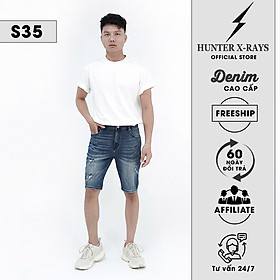 Quần Short Jeans Nam Cao Cấp HUNTER X-RAYS S35 Form Slimfit Màu Xanh S35