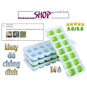 Mua Khay làm đá đáy silicon chống dính loại 14 ô có nắp đậy (KD14)