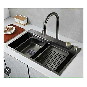 Mua Chậu inox 304 phủ Nano Đen Cao Cấp EMS-7546NĐ gồm vòi thác nước Euromax