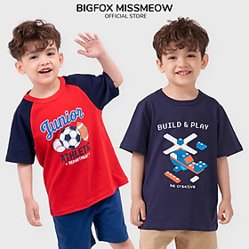 Áo cộc tay bé trai BIGFOX - MISS MEOW size đại mặc nhà mùa hè, áo phông cho bé trai chất cotton phong cách Âu Mỹ  cỡ 3-8 tuổi 10 - 26 kg QATE 01