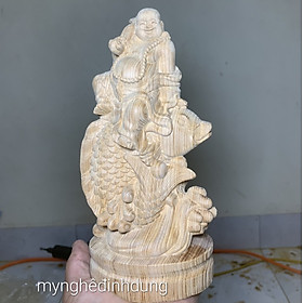 Mua Tượng phật di lặc cưỡi cá chép bằng gỗ ngọc am thơm nức kt cao 20×9×6cm