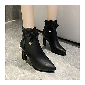 Giày boot nữ da trơn cao 9cm phong cách Hàn Quốc B147