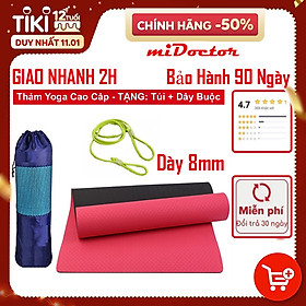 Thảm Tập YoGa Dày 8mm miDoctor CHỌN MÀU + Bao Thảm Tập Yoga + Dây Thảm Tập Yoga (Túi, Dây Giao Màu Ngẫu Nhiên)