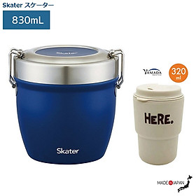 Bộ camen đựng cơm giữ nhiệt Skater 830ml + Cốc giữ nhiệt nắp xoay Here 320ml hàng nội địa Nhật Bản