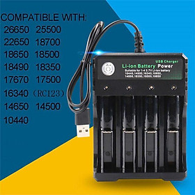 Bộ sạc 4 Pin Li-ion cho 18650 18500 16340 14500 26650