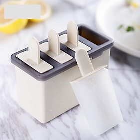 Hộp làm kem 4 ngăn chất liệu nhựa PP nguyên sinh an toàn cho sức khỏe , Khuôn làm kem 4 ngăn dễ sử dụng - Hàng chính hãng (giao màu ngẫu nhiên)