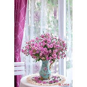 Mua TRANH DÁN TƯỜNG 3D LỌ HOA ĐẸP LH14- TRANH HOA HỒNG TRẮNG ĐẸP - YAN SHOP