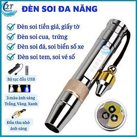 Đèn soi đa năng, đèn soi tiền,đá, giấy tờ, biển số, soi cua gạch,trứng với ánh sáng 3 màu, tiện dụng kèm theo bộ sạc