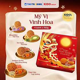 [HSD: 08.10.2026] - [Hộp 4 bánh 150gr] Bánh Trung Thu KIDO Mỹ Vị Vinh Hoa