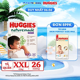 Tã/bỉm quần Huggies Naturemade M58/L44/XL38/XXL26